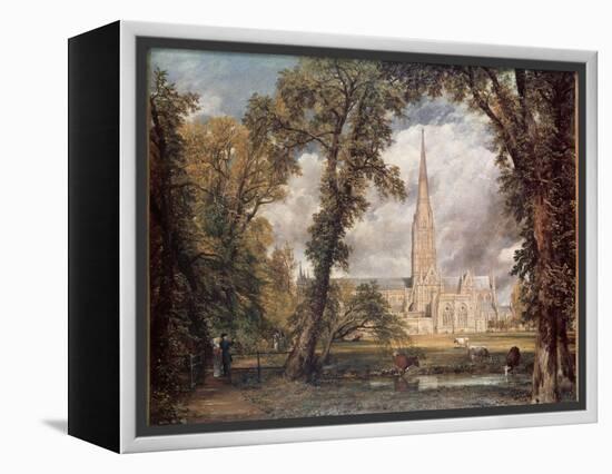 Salisbury Cathedral, from the Bishop's Grounds-John Constable-Framed Premier Image Canvas