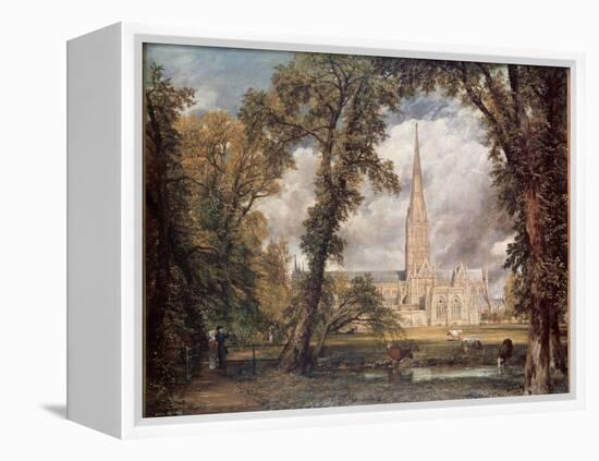 Salisbury Cathedral, from the Bishop's Grounds-John Constable-Framed Premier Image Canvas