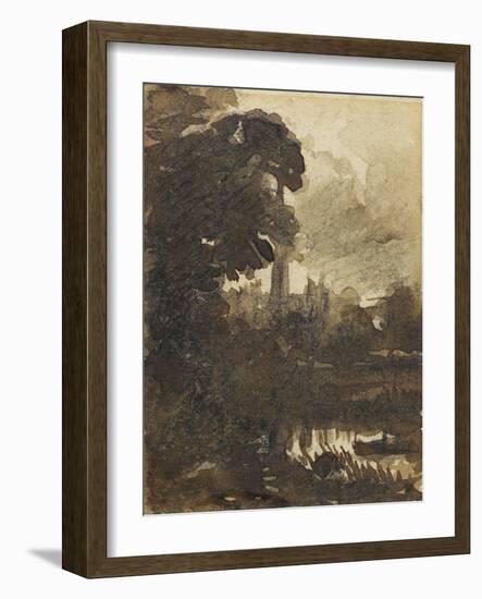 Salisbury Cathedral from the North-West, C.1830-39 (Brush & Brown Ink over Graphite on Cream Wove P-John Constable-Framed Giclee Print