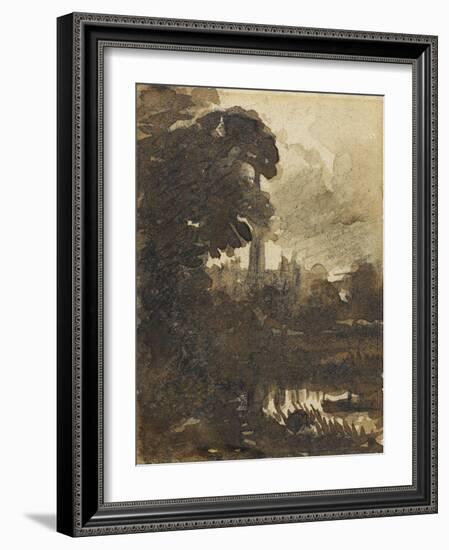 Salisbury Cathedral from the North-West, C.1830-39 (Brush & Brown Ink over Graphite on Cream Wove P-John Constable-Framed Giclee Print