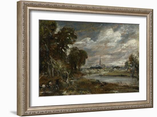 Salisbury Cathedral from the River Nadder, C.1829 (Oil on Beige Wove Paper, Mounted on Laminate Car-John Constable-Framed Giclee Print