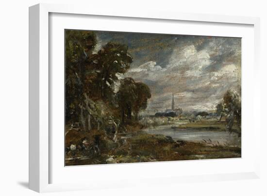 Salisbury Cathedral from the River Nadder, C.1829 (Oil on Beige Wove Paper, Mounted on Laminate Car-John Constable-Framed Giclee Print