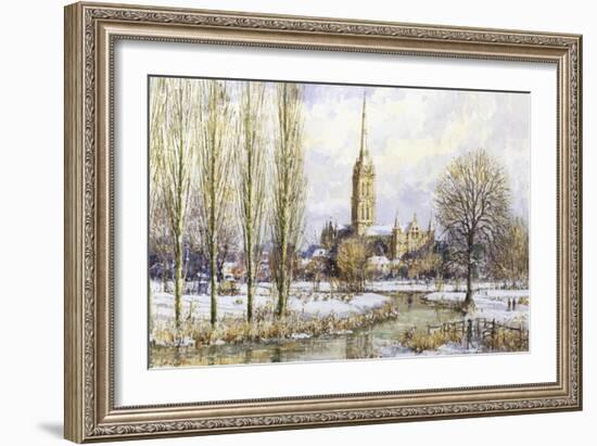 Salisbury Cathedral from the Water Meadows, c.1893-John Sutton-Framed Giclee Print