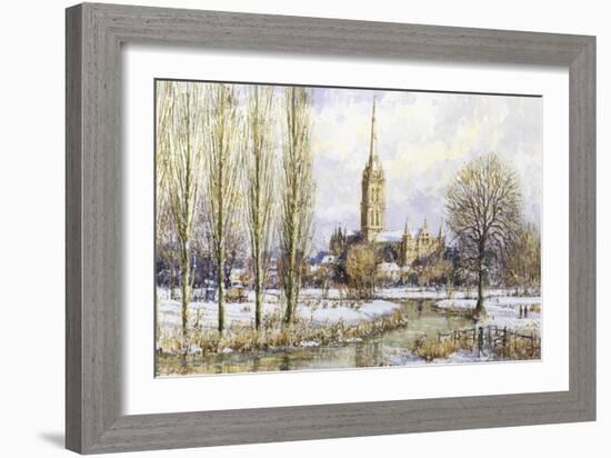 Salisbury Cathedral from the Water Meadows, c.1893-John Sutton-Framed Giclee Print