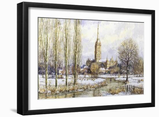 Salisbury Cathedral from the Water Meadows, c.1893-John Sutton-Framed Giclee Print