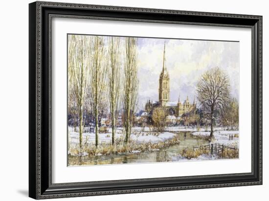 Salisbury Cathedral from the Water Meadows, c.1893-John Sutton-Framed Giclee Print