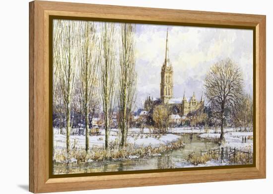 Salisbury Cathedral from the Water Meadows, c.1893-John Sutton-Framed Premier Image Canvas