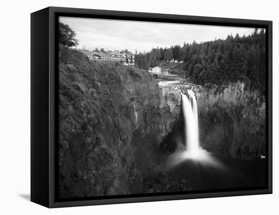 Salish Lodge and English Daisies, Snoqualmie Falls, Washington, USA-Charles Crust-Framed Premier Image Canvas