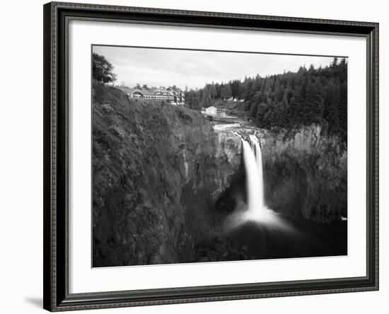 Salish Lodge and English Daisies, Snoqualmie Falls, Washington, USA-Charles Crust-Framed Photographic Print