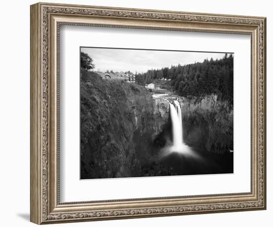 Salish Lodge and English Daisies, Snoqualmie Falls, Washington, USA-Charles Crust-Framed Photographic Print