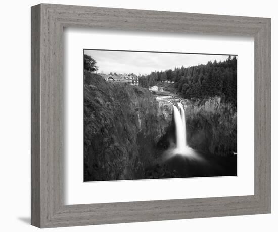 Salish Lodge and English Daisies, Snoqualmie Falls, Washington, USA-Charles Crust-Framed Photographic Print