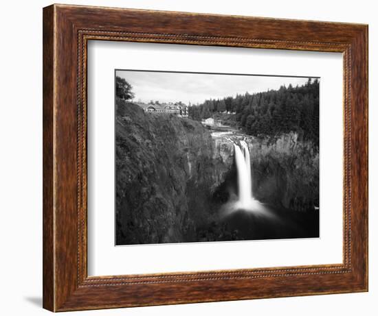 Salish Lodge and English Daisies, Snoqualmie Falls, Washington, USA-Charles Crust-Framed Photographic Print