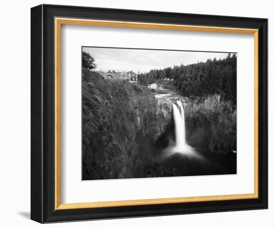 Salish Lodge and English Daisies, Snoqualmie Falls, Washington, USA-Charles Crust-Framed Photographic Print