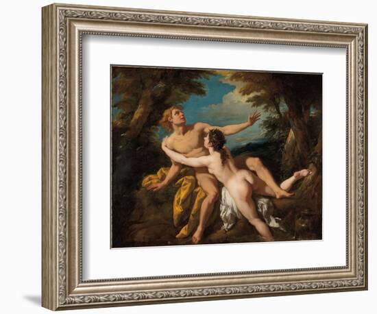 Salmacis and Hermaphroditus (Oil on Canvas)-Jean Francois de Troy-Framed Giclee Print