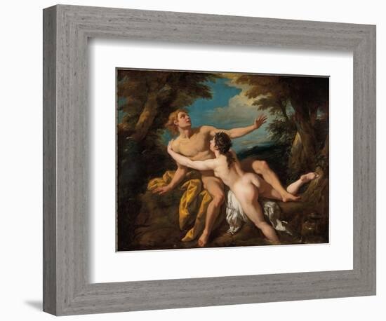 Salmacis and Hermaphroditus (Oil on Canvas)-Jean Francois de Troy-Framed Giclee Print