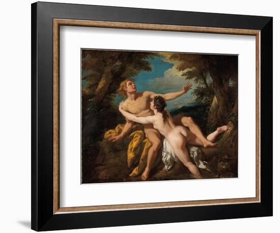 Salmacis and Hermaphroditus (Oil on Canvas)-Jean Francois de Troy-Framed Giclee Print