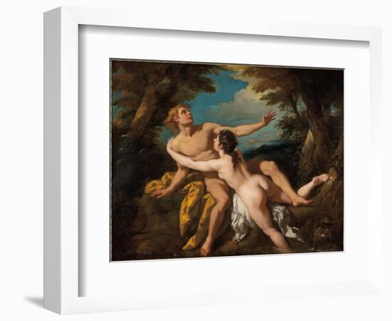 Salmacis and Hermaphroditus (Oil on Canvas)-Jean Francois de Troy-Framed Giclee Print