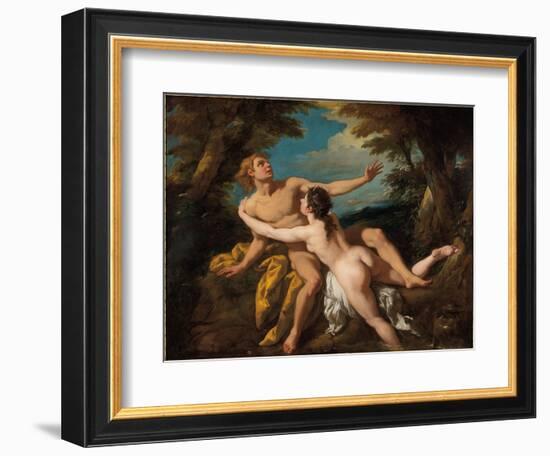 Salmacis and Hermaphroditus (Oil on Canvas)-Jean Francois de Troy-Framed Giclee Print