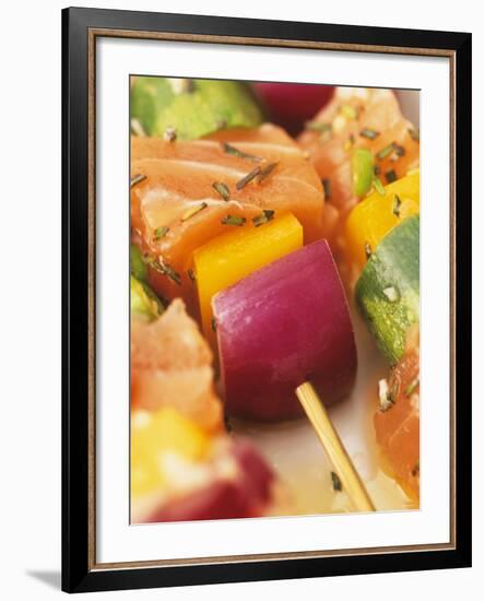 Salmon and Vegetable Kebabs-Peter Medilek-Framed Photographic Print