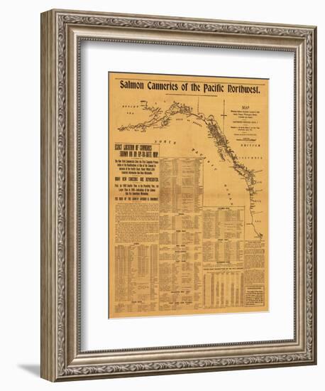 Salmon Canneries of the Pacific Northwest - Panoramic Map-Lantern Press-Framed Art Print