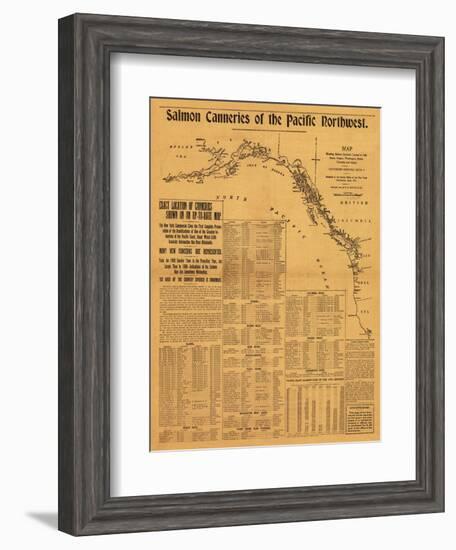 Salmon Canneries of the Pacific Northwest - Panoramic Map-Lantern Press-Framed Art Print