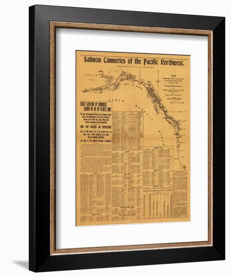 Salmon Canneries of the Pacific Northwest - Panoramic Map-Lantern Press-Framed Art Print