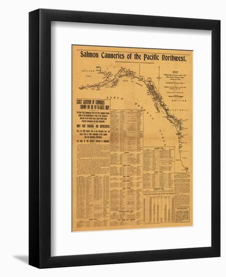 Salmon Canneries of the Pacific Northwest - Panoramic Map-Lantern Press-Framed Art Print