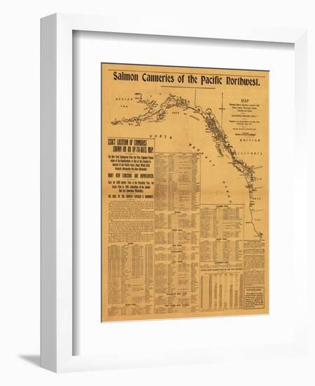 Salmon Canneries of the Pacific Northwest - Panoramic Map-Lantern Press-Framed Art Print