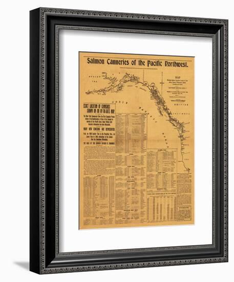 Salmon Canneries of the Pacific Northwest - Panoramic Map-Lantern Press-Framed Art Print