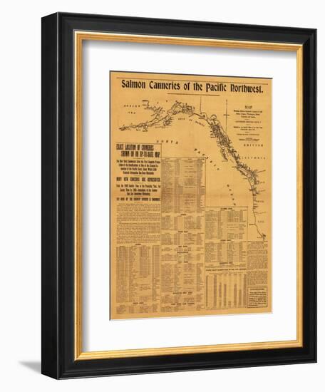 Salmon Canneries of the Pacific Northwest - Panoramic Map-Lantern Press-Framed Art Print