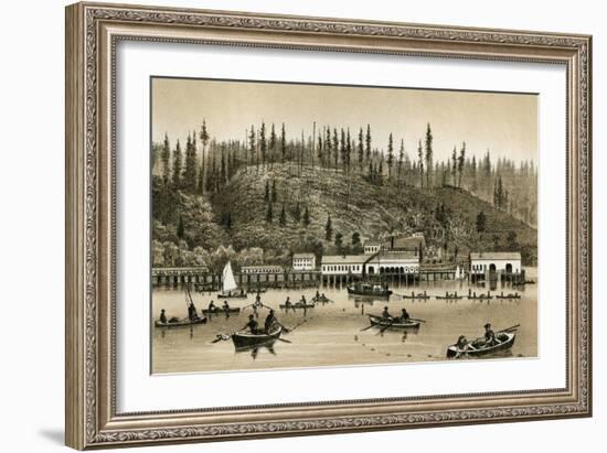 Salmon Cannery on the Columbia River in Oregon, 1880s-null-Framed Giclee Print