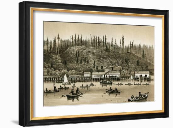 Salmon Cannery on the Columbia River in Oregon, 1880s-null-Framed Giclee Print