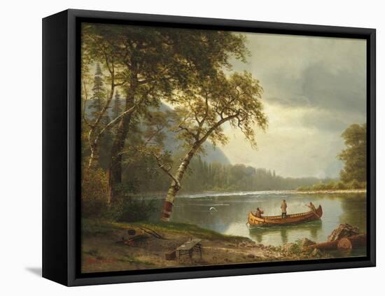 Salmon Fishing on the Caspapediac River (Quebec, Canada)-Albert Bierstadt-Framed Premier Image Canvas