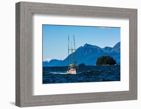 Salmon fishing trolling boat, Inside Passage, Southeast Alaska, USA-Mark A Johnson-Framed Photographic Print