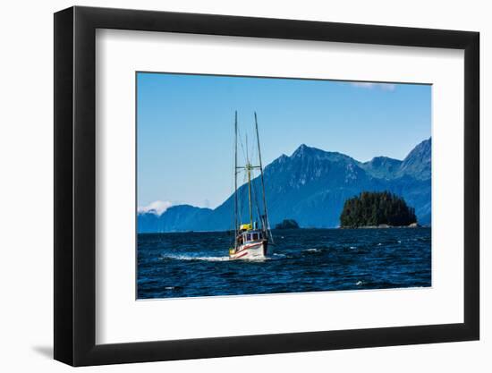 Salmon fishing trolling boat, Inside Passage, Southeast Alaska, USA-Mark A Johnson-Framed Photographic Print