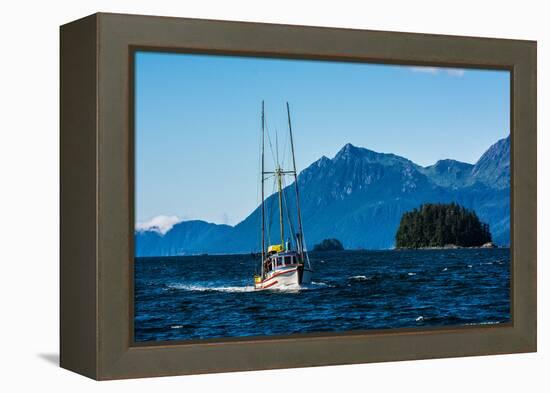 Salmon fishing trolling boat, Inside Passage, Southeast Alaska, USA-Mark A Johnson-Framed Premier Image Canvas