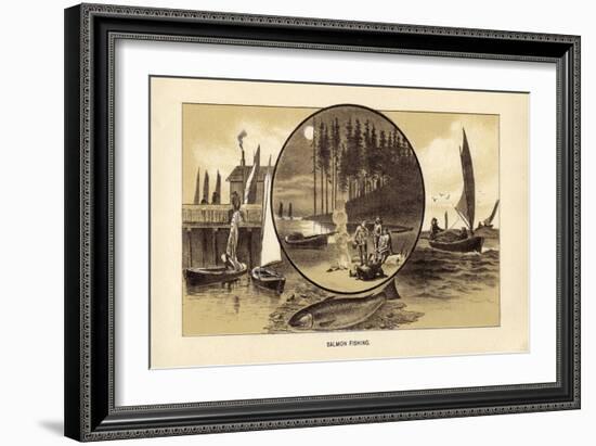 Salmon Fishing-null-Framed Giclee Print