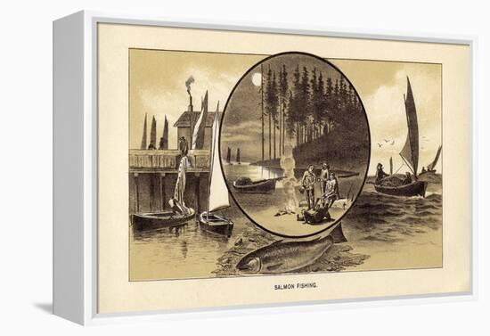 Salmon Fishing-null-Framed Premier Image Canvas