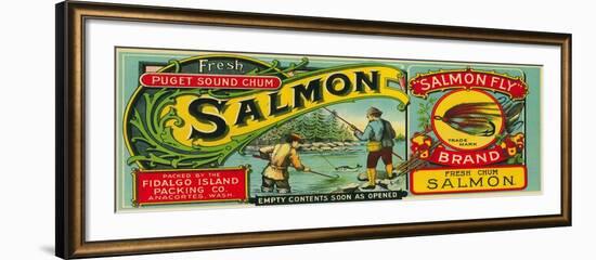 Salmon Fly Salmon Can Label - Anacortes, WA-Lantern Press-Framed Art Print