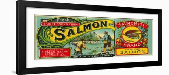 Salmon Fly Salmon Can Label - Anacortes, WA-Lantern Press-Framed Art Print