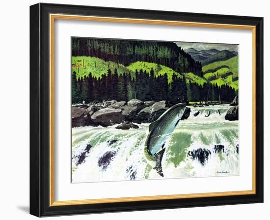 Salmon Run-Fred Ludekens-Framed Giclee Print