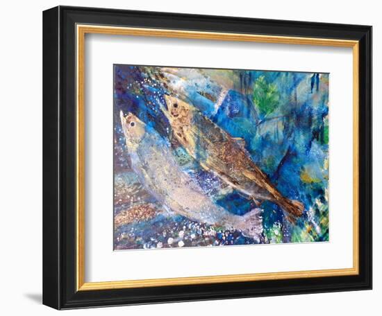 Salmon Spawn, 2019, Oils on Canvas-jocasta shakespeare-Framed Giclee Print