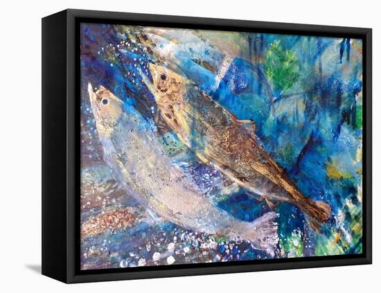 Salmon Spawn, 2019, Oils on Canvas-jocasta shakespeare-Framed Premier Image Canvas