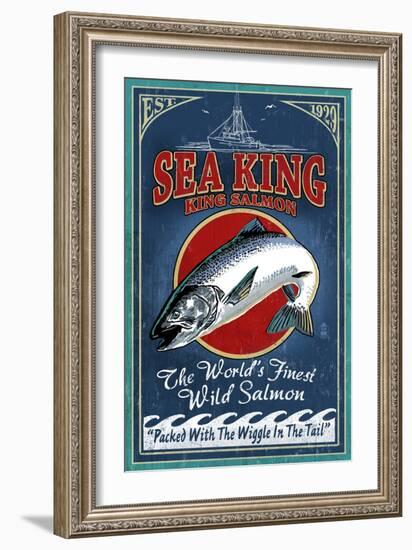 Salmon - Vintage Sign-Lantern Press-Framed Art Print