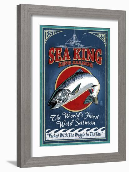 Salmon - Vintage Sign-Lantern Press-Framed Art Print