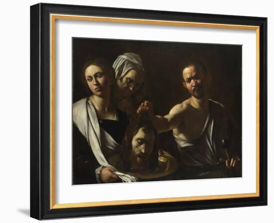 Salome Receives the Head of John the Baptist, C. 1608-1610-Caravaggio-Framed Giclee Print