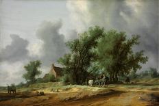 Rural River Landscape (Oil on Panel)-Salomon van Ruisdael or Ruysdael-Giclee Print
