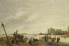 An Estuary Scene with Cattle Aboard a Ferry and a Windmill Beyond-Salomon van Ruisdael or Ruysdael-Giclee Print