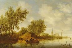 A River Landscape with Figures in a Rowing Boat-Salomon van Ruisdael-Framed Giclee Print