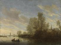 A River Landscape with Barges and Sailboats and a Church beyond-Salomon van Ruysdael-Giclee Print